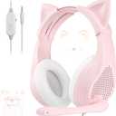 Anivia Pink Gaming Headset with Microphone for PC Computer iOS Mac PS4 PS5 Xbox One Phone, 3D Surround Sound, Soft Memory Foam Ear Cushion, Wired Over-Ear Headphones with Mic for Gamer-1