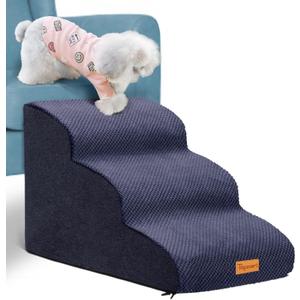 Topmart 3 Tiers Foam Dog Ramps/Steps,Non-Slip, Extra Wide Deep Dog Stairs,High Density Foam Pet Stairs/Ladder,Best for Older Cats,Small Pets,Blue