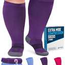 Doctor's Select 3 Pairs Plus Size Compression Socks Wide Calf - Up to 6XL | 20-30 mmHg Compression Socks for Women Wide Calf | Pink, Purple, Blue