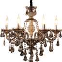 Modern Crystal Chandelier 6 Light Smoke Gray Crystal Chandelier Lighting Ceiling Hanging Crystal Light Fixtures for Living Room Dining Room Bedroom