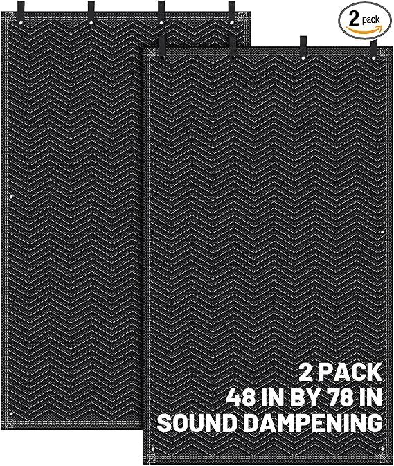 Tudomro 2 Pcs Sound Dampening Blanket Soundproof Blanket Grommeted General Indoor or Outdoor Use(48 x 78 Inches)