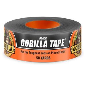 Gorilla Duct Tape, Black Tape, 1.88" x 50 yd (Pack of 1) - Heavy Duty and Weather Resistant for Indoor or Outdoor