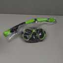 Greatever Dry Snorkel Set,Panoramic Wide View Anti-Fog Scuba Diving Mask,Professional Snorkeling Gear for Adults Kids (Large, Black Lime Green)