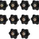 Metric M8 Knurled Knob 10PCS Black Metric M8 Star Knobs Clamping Nuts Plastic Screw-On Type Threaded Jig knobs Lawn Mower Handle Knob Grip Assortment Kit for Machinery Latche