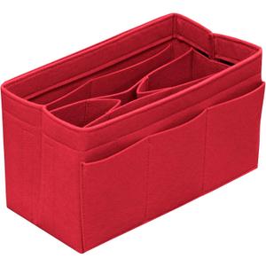 DailyPlus Purse Organizer Insert - Felt Bag Organizer for Tote Purse Bag with 14 Pockets - Red Large