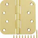 Brass Door Hinges - 18 Pack, 4 Inch, Satin/Brushed Brass, Rounded Front, Heavy Duty Steel, 4 in x 4" Hinge, 8 Holes, Gold Finish, for Playhouse, Farmhouse, Entry Door Hardware