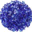 uxcell 1000 Pcs Mixed Glass Seed Beads, 1-4mm Mini Loose Glass Bugle Beads for DIY Earrings, Necklaces, Bracelets, Jewelry Making, Dark Blue