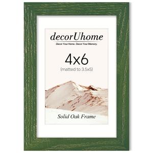 DecorUhome Solid Oak Wood 16x20 Picture Frame, Display Pictures 11x14 with Mat or 16x20 without Mat, Wall Hanging Poster Frame, Green, 1 Pack