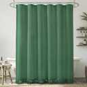 Boho Shower Curtains for Bathroom, Farmhouse Shower Curtain with Tassels, Green Shower Curtain Set, Faux Linen Fabric Shower Curtain with 12 Hooks, Hotel Quality, 72x72 Inches