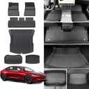 Floor Mats for 2025 2024 Tesla Model 3 Highland, All Weather TPE Cargo Liner Floor Mats Frunk Trunk Mats fit Tesla Model 3 Accessories 2024 2025, 6 PCS