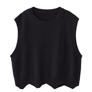 Gacaky Women's V-Neck Knit Sweater Vest Solid Color Sleeveless Pullover Sweater Vest Size L
