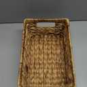 Wicker Basket, Water Hyacinth Baskets for Organizing, Rectangular Wicker Storage Basket for Shelves, Decorative Storage Bin with Built-in Handles (Medium)