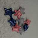 VitalCozy Patriotic Banner Vintage 3D 4th of July Star Garland Red White and Blue Decorations Pre-Assembled Soft Fabric Banner for Independence Memorial Day Veterans Party Decor, Fabric