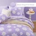 AMBERSPACE Full Size Comforter Sets for Girls, Purple Daisy Kids Bedding Set Reversible with Cute Floral, All Season Bed in a Bag 7 Pieces with Sheets, Pillowcases & Shams