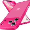 for iPhone 17 Pro Case, [Ribbed Non-Slip Sides] [Military-Grade Drop Protection] [Full Camera Protection] Anti-Yellow Soft-Touch Shockproof Slim Phone Case for iPhone 17 Pro, Hotpink