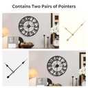 Vantic 24 Inch Large Wall Clock, Arabic Numeral Metal Oversized Wall Clocks for Living Room Decor, Bedroom and Kitchen, Completely Silent, Non Ticking, Battery Operated