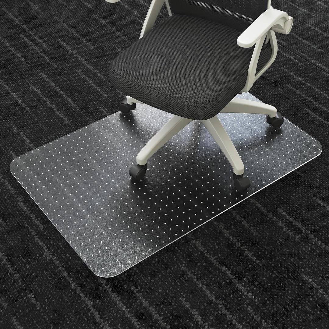 Office Chair Mat for Carpet Floors, 48" x 30" Clear Desk Chair Mats for Low Pile Carpeted Protector, Sturdy PVC Computer Chair Mats Anti-Slip and Easy to Clean for Home & Office