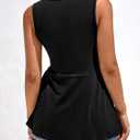 BTFBM Babydoll Tops for Women 2026 Trendy Spring Summer Outfits Twist Front V Neck Peplum Flowy Tank Tops Dressy Casual (Black, M)