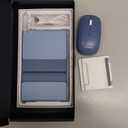 Foldable Keyboard and Mouse, Samsers Folding Bluetooth Keyboard Combo, 2.4G + BT5.0 x 2, Full-Size Portable Travel Keyboard & Rechargeable Wireless Mouse for Windows Android iOS Mac OS, 2.4G + Bluetooth 5.0 x 2, Young Blue