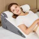 3-Piece Adjustable Bed Wedge Pillow Set for After Post Surgery,10-in-1 Orthopedic Foam Wedge Pillow Headboard Support for Acid Reflux, Sleeping,Snoring, Back & Leg Pain Relief