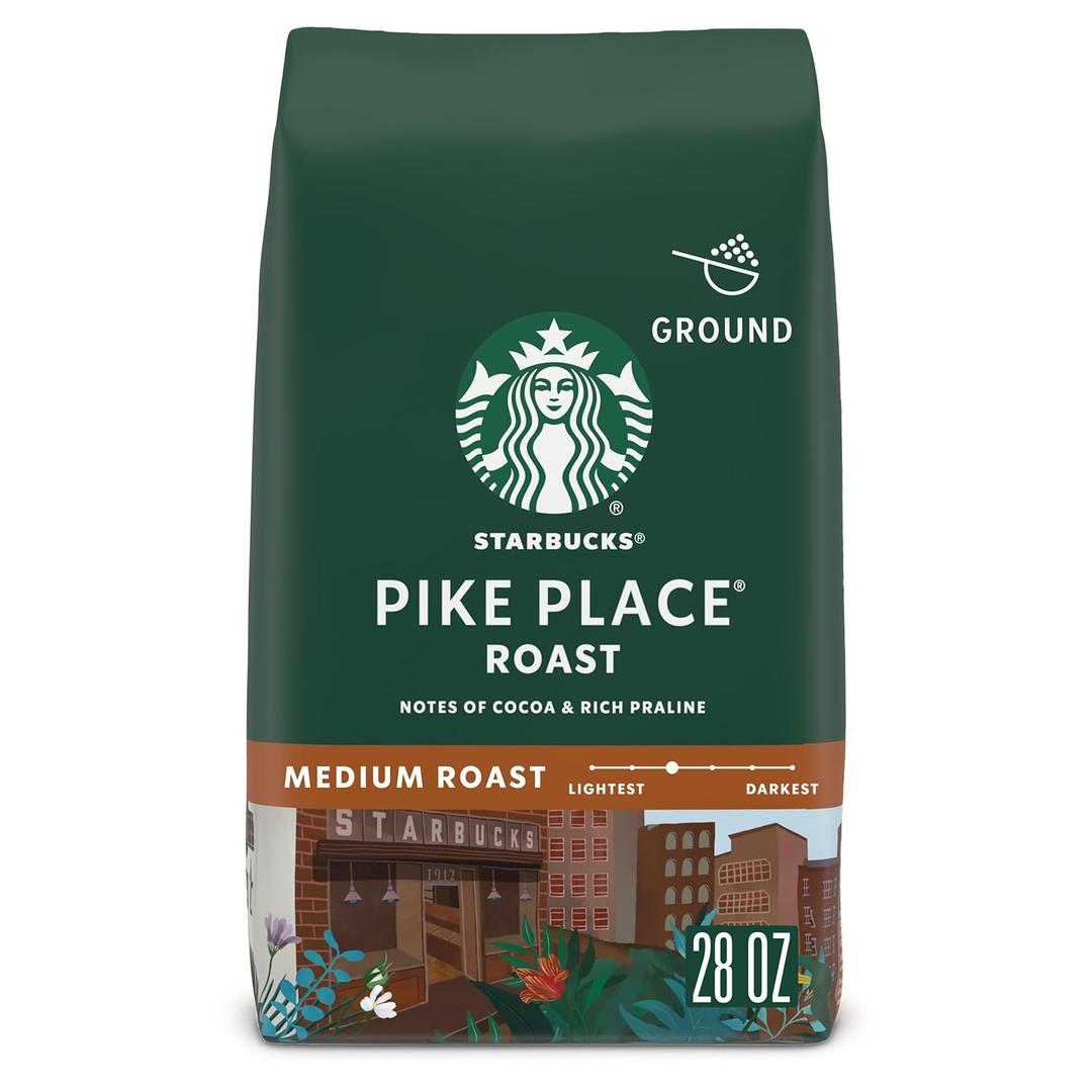 Starbucks Ground Coffee, Medium Roast Hot or Iced Coffee, Pike Place Roast, 28 oz (28 Ounce (Pack of 1)), BB Date 25 Feb 2025