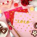 Whaline 75 Pack Valentine's Day Paper Napkins Red Pink Gold Foil Love XOXO Kisses Disposable Dinner Napkins for Wedding Anniversary Party Supplies Table Decor