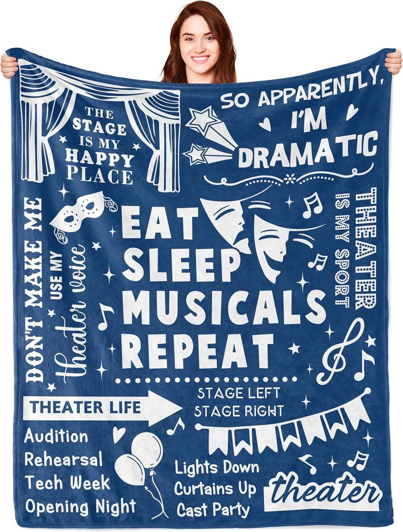 Theater Gifts, Theatre Gifts Blanket, Musical Theater Gifts, Gifts for Theatre Lovers, Gifts for Theatre Actors, Theatre Gifts for Women, Broadway Gift Throw Blanket 60x50in