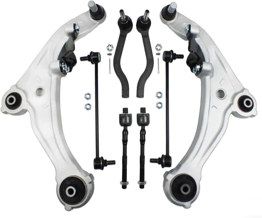 8 Pcs Suspension Kit for 2007 2008 2009 2010 2011 2012 Nissan Altima 2013 Altima Coupe Front Lower Control Arm w/Ball Joint Sway Bar End Links Outer Inner Tie Rod, OE# K620195 K620196