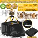 PAWZIDEA Expandable Large Pet Carrier, Soft-Sided 2–4 Cats Carrier Up 55lbs, 24.0"L x 16.0"W x 16.0"H, Black Warrior