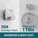 TAILI 304 Stainless Steel Bathroom Suction Hook for Towel, Loofah, Bathrobe, Patented Strong Suction Cup, Damage-Free Hanging Glass Shower Wall Hook, Hold Up to 11 Lbs, 2 Pack, Modern Square, Silver