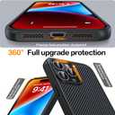 2 x Magnetic for iPhone 14 Pro Max Case, Anti-Scratch Carbon Fiber Texture-Compatible with MagSafe - Military Grade Drop Protection - Slim Shockproof Phone Cover 6.7", Black
