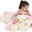 MaoGoLan Giant Stuffed Puppy Dog Big Plush Extra Large Stuffed Animals Soft Plush Dog Pillow for Girls Kids 31 inch (Pink)