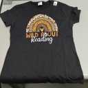 Wild About Reading Teacher Back to School Leopard Rainbow T-Shirt, S