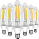 Ganiude E12 Dusk to Dawn Light Bulbs Outdoor, C35 B11 5W 60W Equivalent 500LM 2700K Warm White Photocell Sensor Filament Candelabra Bulbs, Auto ON/Off Edison Outdoor Bulbs for Garage, Porch, 6 Pack