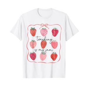 Teaching is My Jam Teacher Team Crew Cute Strawberry Girls T-Shirt Size, Large