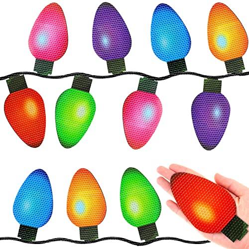 Outus Large Reflective Christmas Magnets Lights for Car Exterior Refrigerator Magnetic Lights Bulb Christmas Car Decoration Magnets for Home Garage Door or Metal Surface(2.68 x 5.04 Inch,12