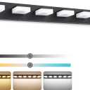 GOODATE 3 Colors Dimmable Bathroom Light Fixtures Over Mirror, LED Black Vanity Lights, Acrylic Stainless Steel 6 Light Bathroom Vanity Light Fixtures, Adjustable 3000K/4000K/6000K, 360 Rotate