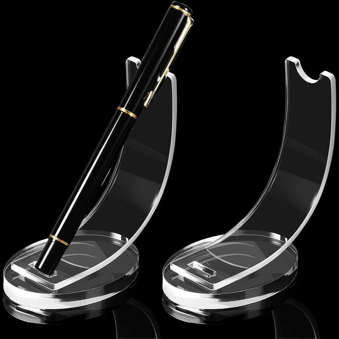 Maitys 2 Pieces Acrylic Electronic Pen Holder Pen Display Stand Pencil Display Holder Fountain Pen Ballpoint Pen Display Rack for Home School Office or Store Use (Clear)