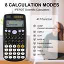 Scientific Calculators, IPEROT Black Math Calculator with 417 Function, Solar Battery Power and 4-Line Display, School Supplies for Middle High College Students Teachers (Black 991ES)