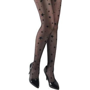 Women fishnet tights black fishnet stockings for women star patterned tights leggings (Black)