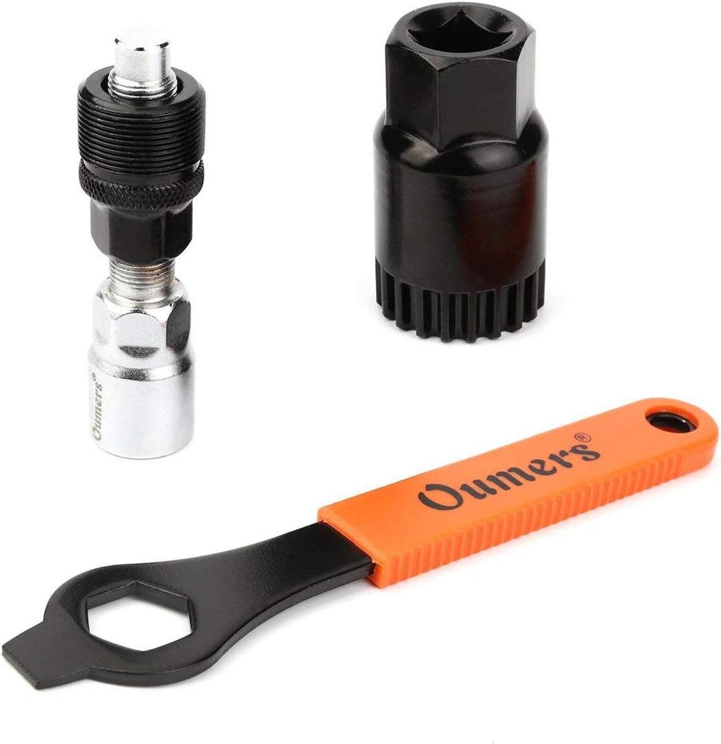 Oumers Bike Crank Extractor and Bottom Bracket Remover with 16mm Spanner Wrench, Bicycle Removal Tool Puller Tool-Bike Crank Arm Remover Spanner Repair Tools Kit (Orange)