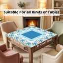 BNHJKFQZ Blue Green Tropical Chinoiserie Mahjong Mat 31.5" x 31.5", Coastal Chinese Pagoda Non-Slip Noise Reduction Mahjong Table Cover Accessories for Dominoes Poker Card Board and Tile Games Gifts
