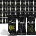 240 Pcs Moist Cotton Towel Moist Towelettes Individually Wrapped Scent Disposable Face Towel 8.6'' x 8.6'' Hot/Cold Moistened Cleansing Wipes, Lemon Tea Tree and Lavender Scent (Black)