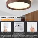 ANYLOVE 15 inch LED Flush Mount Ceiling Light Fixture,3000K 4000K 5000K Adjustable Ceiling Lights, Farmhouse Oak Wood Grain Ceiling Light for Bedroom Hallway Bathroom Kitchen