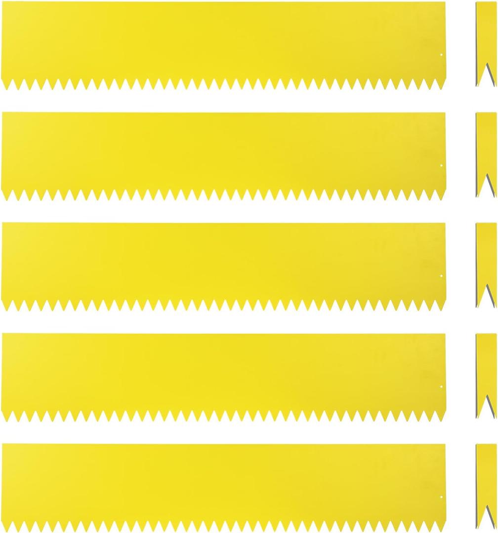 Landscape Edging Kit, Galvanized Steel Edging Landscape Lawn Edging Powder for Lawn Yard, Coated Bendable Metal Strips, No-Dig Hammer-in Edging Border w/Clips (8 INCH 6 PCS, Gold)