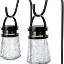 Home Zone Security 2 Packs Solar Crackle Glass Solar Lanterns Light Hanging Outdoor Waterproof 10 Lumens 3000K Decorative Large Crackle Glass Garden LED Lights, No Wiring for Patio Backyard Garden
