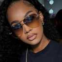 Trendy Rimless Women Aviator Sunglasses Fashion Frameless Pilot Sun Glasses Shades Unisex (Faded Brown)