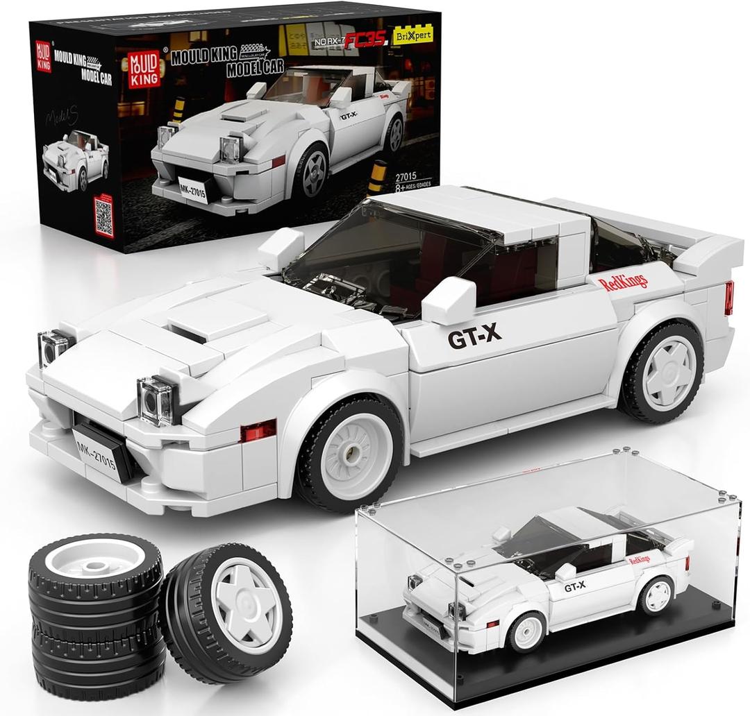 Mould King Super Sports Car Building Set with Display Case, 369 Piece Race Car Model Construction Toy for Kids Ages 8+ and Adults, Collectible Vehicle Building Blocks Kit