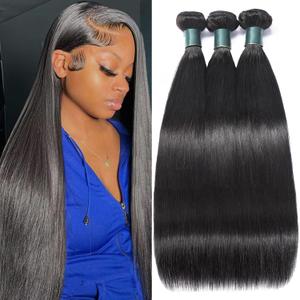 Brazilian Straight Bundles Human Hair 16 18 20 Inch 12A Grade 100% Unprocessed Virgin Human Hair Bundles For Women Quick Weave Natural Black Color