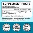 2 x L Arginine 1000mg - Essential Amino Acid & Nitric Oxide Precursor*, 120 CT